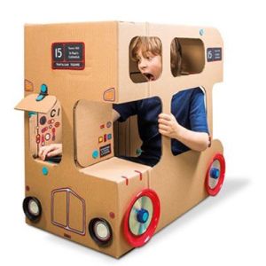cardboard box london bus